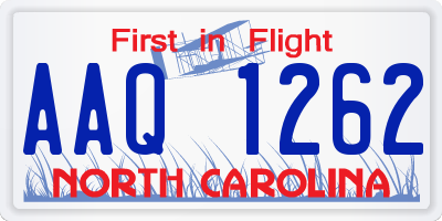NC license plate AAQ1262