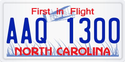 NC license plate AAQ1300