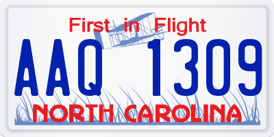 NC license plate AAQ1309