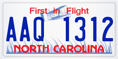 NC license plate AAQ1312