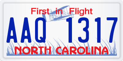 NC license plate AAQ1317