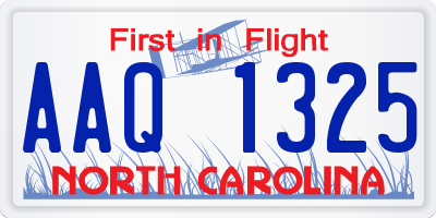 NC license plate AAQ1325