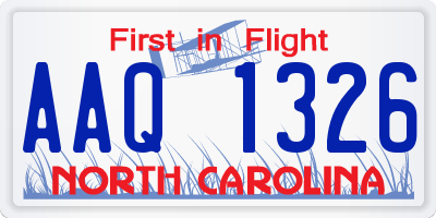 NC license plate AAQ1326