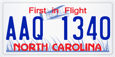 NC license plate AAQ1340