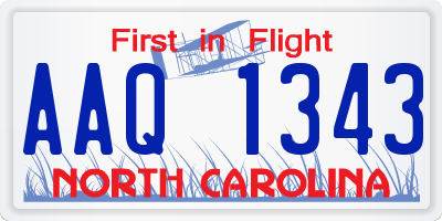 NC license plate AAQ1343