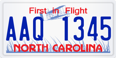 NC license plate AAQ1345
