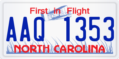 NC license plate AAQ1353