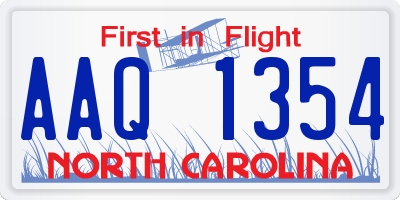 NC license plate AAQ1354
