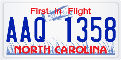 NC license plate AAQ1358