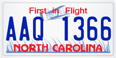 NC license plate AAQ1366
