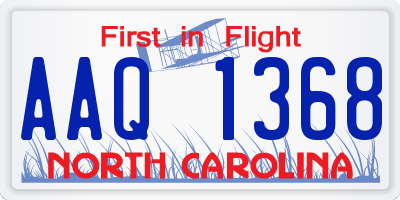 NC license plate AAQ1368