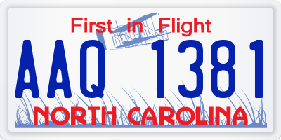 NC license plate AAQ1381