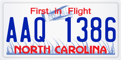 NC license plate AAQ1386