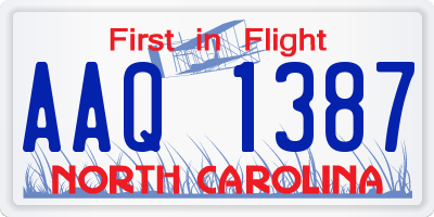 NC license plate AAQ1387
