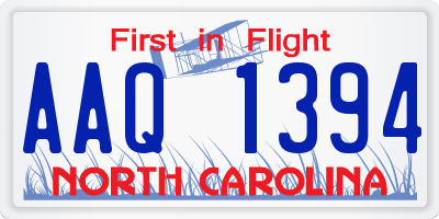 NC license plate AAQ1394