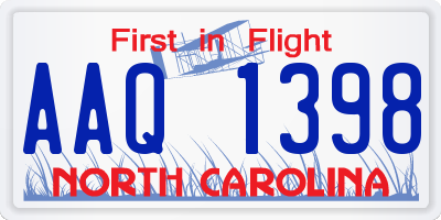 NC license plate AAQ1398