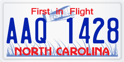 NC license plate AAQ1428
