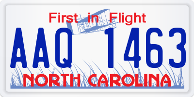 NC license plate AAQ1463