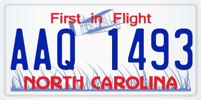 NC license plate AAQ1493