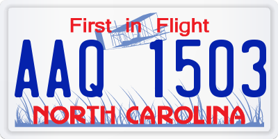 NC license plate AAQ1503