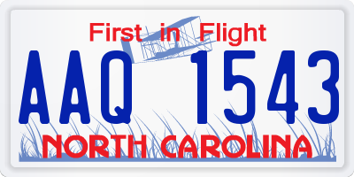 NC license plate AAQ1543