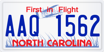 NC license plate AAQ1562
