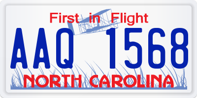 NC license plate AAQ1568