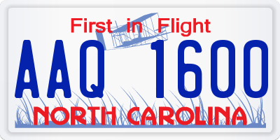NC license plate AAQ1600