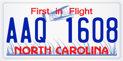 NC license plate AAQ1608