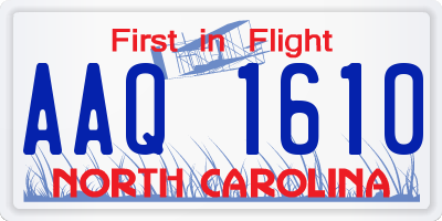 NC license plate AAQ1610