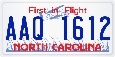 NC license plate AAQ1612