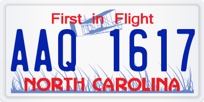 NC license plate AAQ1617