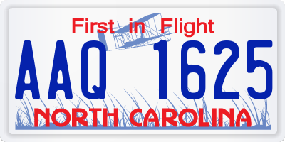 NC license plate AAQ1625