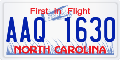 NC license plate AAQ1630