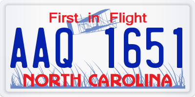 NC license plate AAQ1651