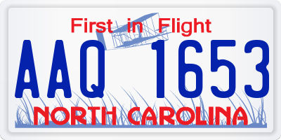 NC license plate AAQ1653