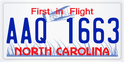 NC license plate AAQ1663