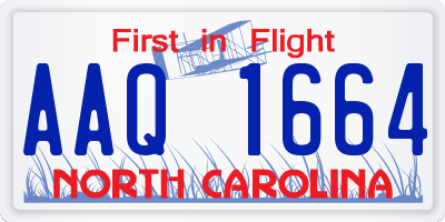 NC license plate AAQ1664