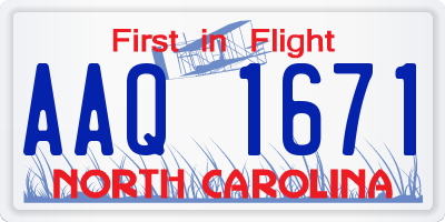 NC license plate AAQ1671