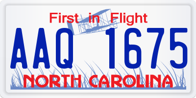 NC license plate AAQ1675