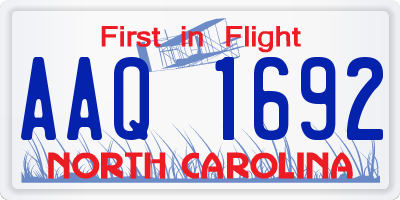 NC license plate AAQ1692