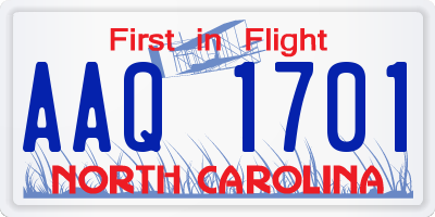 NC license plate AAQ1701