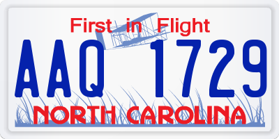 NC license plate AAQ1729