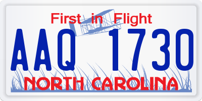 NC license plate AAQ1730