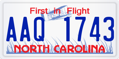 NC license plate AAQ1743