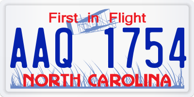NC license plate AAQ1754