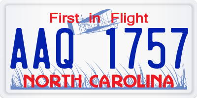 NC license plate AAQ1757