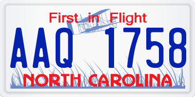 NC license plate AAQ1758