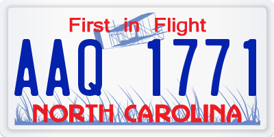 NC license plate AAQ1771