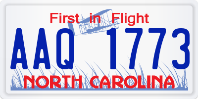 NC license plate AAQ1773